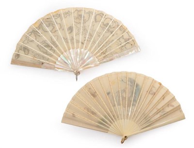 Lot 2128 - A Circa 1900 Light Pink Mother-of-Pearl Fan, the monture delicately clouté in silver metal on...