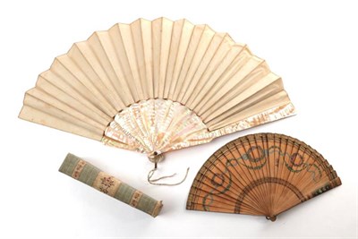 Lot 2133 - A Small Wooden Brisé Fan for a child or young girl, contained in an early 19th century fan box...