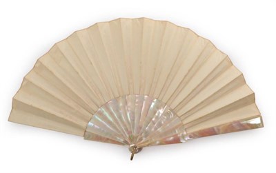Lot 2139 - Two Circa 1880's Mother-of-Pearl Fans, both with green/pink montures which are relatively...