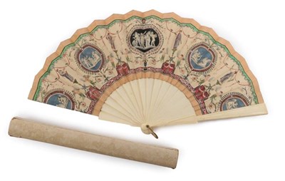 Lot 2140 - A Large Late 19th Century Ivory Fan the guards simply shaped, the gorge plain. The double silk...