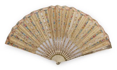 Lot 2141 - A Striking Large Circa 1890's Wooden Fan, the monture lightly carved and clouté with steel....