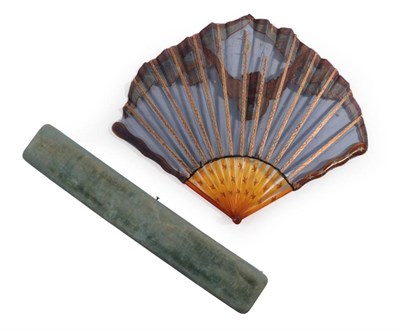 Lot 2147 - The Owls: A Circa 1900 Blonde Tortoiseshell Fan, the guard sticks of serpentine form, the...