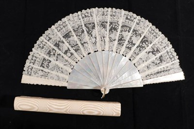 Lot 2155 - Dame Margot Fonteyn: A Late 19th Century White Mother-of-Pearl Fan, the sticks plain, with...