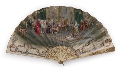 Lot 2161 - A Fan Portraying A Rather Prestigious Gathering or Event, with a detailed depiction of 18th century