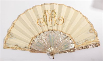 Lot 2164 - By Lasselaz: A Circa 1880's Pale Pink Mother-of-Pearl Fan, the monture extravagantly carved and...