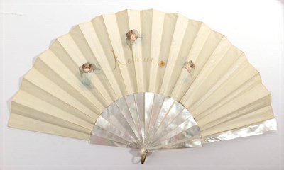 Lot 2169 - A Circa 1880's White Mother-of-Pearl Fan, the monture plain save for bevelling to the guard...