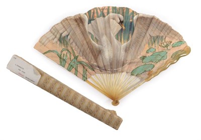 Lot 2174 - The Thomasse Swan: A Rare Early 20th Century Fan by Alfonse Thomasse, the fan leaf artist with...