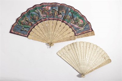 Lot 2181 - A Mid-19th Century Chinese Carved Ivory Brisé Fan, Qing Dynasty, the seventeen inner sticks carved