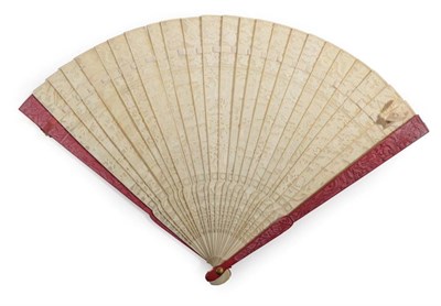 Lot 2182 - A Large and Unusual 18th Century Chinese Carved Ivory Brisé Fan, Qing Dynasty, the...