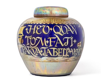 Lot 500 - A Large Pilkington's Lancastrian Ginger Jar and Cover, by William S Mycock, dated 1914, painted...