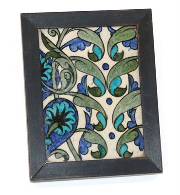 Lot 504 - William De Morgan (1839-1917): A New Persian No.2 Tile, painted in shades of blue, turquoise...
