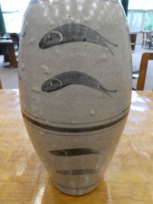 Lot 510 - Bernard Leach (British Hong Kong, 1897-1979): A St Ives Pottery Stoneware Leaping Salmon Vase,...
