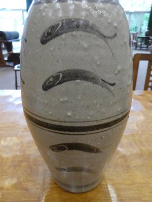 Lot 510 - Bernard Leach (British Hong Kong, 1897-1979): A St Ives Pottery Stoneware Leaping Salmon Vase,...