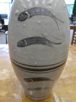 Lot 510 - Bernard Leach (British Hong Kong, 1897-1979): A St Ives Pottery Stoneware Leaping Salmon Vase,...