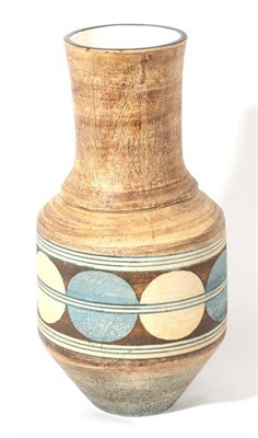 Lot 514 - A Mid 1970's Troika Urn, decorated by Sue Lowe, with painted marks to base, 26cm high