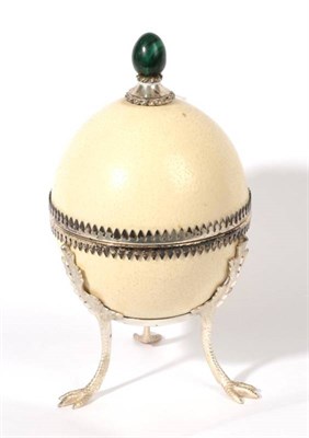 Lot 550 - Anthony Redmile of London: A 1970/80 Ostrich Egg Covered Box, white metal mounted with...