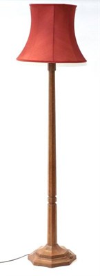Lot 580 - Mouseman: A Robert Thompson of Kilburn English Oak Standard Lamp, octagonal column and base,...
