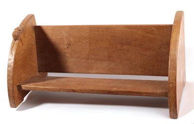 Lot 584 - Mouseman: A Robert Thompson of Kilburn English Oak Book Trough, with carved mouse signature, 45.5cm