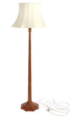 Lot 585 - Mouseman: A Robert Thompson of Kilburn English Oak Standard Lamp, octagonal column and base,...