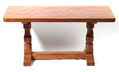 Lot 587 - Mouseman: A Robert Thompson of Kilburn English Oak 3ft Rectangular Coffee Table, on two...