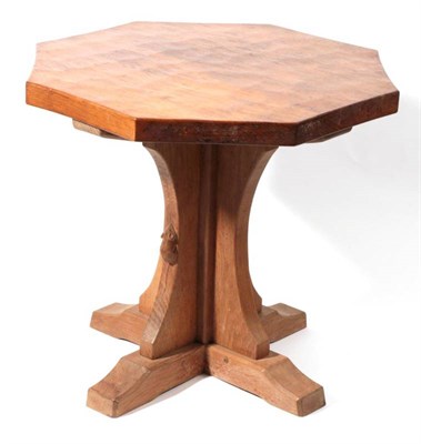 Lot 591 - Mouseman: A Robert Thompson of Kilburn English Oak Octagonal Coffee Table, on a cruciform base,...