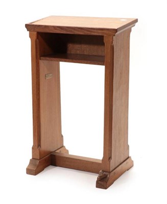 Lot 618 - Mouseman: A Robert Thompson of Kilburn English Oak Prayer Desk, the sloping top above a panel...