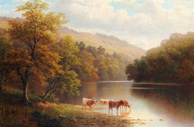 Lot 992 - William Mellor (1851-1931) "Calm Waters on the Wharfe, Bolton Woods, Yorkshire" Signed,...