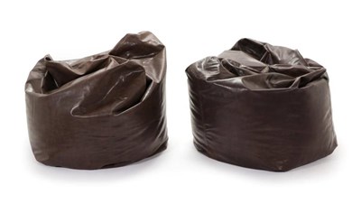 Lot 732 - A Pair of 1970's Danish Leather Bean Bags