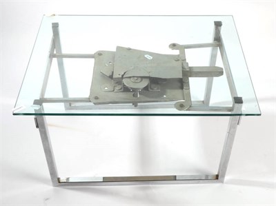 Lot 741 - An Industrial Form Chromed Metal Square Tubular Form Coffee Table, with plate glass top, the...