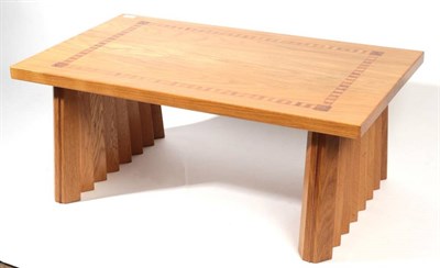 Lot 762 - Chris Tribe Furniture: A Blond Oak and Parquetry Decorated Coffee Table, modern, of rectangular...