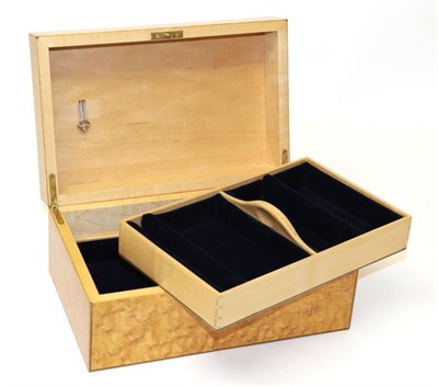 Lot 764 - A Chris Tribe Furniture Bird's Eye Maple Jewellery Box, with ebony stringing, stopped hinges,...