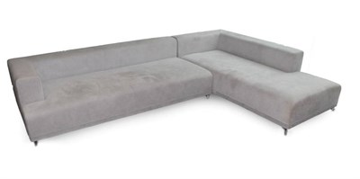 Lot 781 - Ligne Roset: A Two-Piece Corner Sofa, modern, upholstered in Alcantar grey fabric, with square form