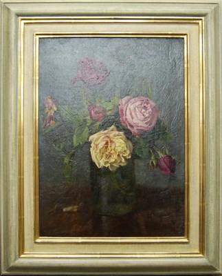 Lot 1001 - Ernest Higgins Rigg (1868-1947) Still Life of Roses in a Glass Vase Signed, oil on canvas, 41cm...