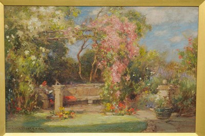 Lot 1002 - Owen Bowen ROI, PRCamA (1873-1967) "The Old World Garden" Signed and dated, possibly 1914,...