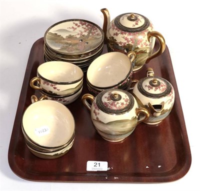 Lot 21 - A Japanese Satsuma tea set, six setting, 20th century
