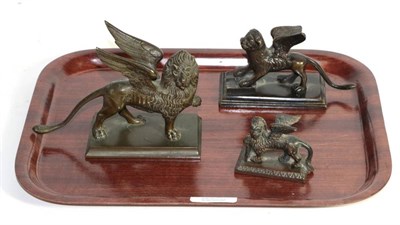 Lot 28 - Three bronze models of the lion of St Marks