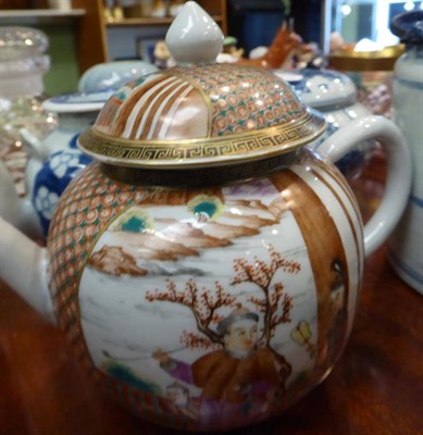 Lot 40 - Five Chinese teapots and tea caddy