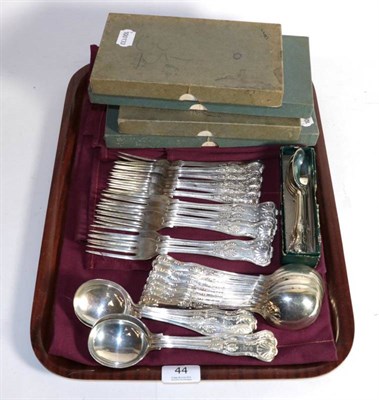 Lot 44 - A part service of silver  King's pattern flatware, Walker & Hall, Sheffield 1956/57, comprising: 12