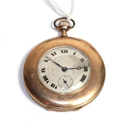 Lot 60 - A gold plated slim pocket watch with silvered dial