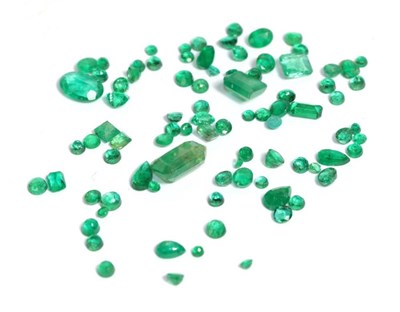 Lot 63 - A quantity of loose emeralds, including an octagonal cut emerald weighing 2.03 carat approximately