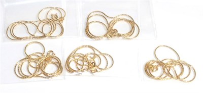 Lot 114 - Five 18 carat gold fancy link chains, of varying lengths