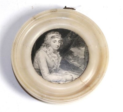 Lot 126 - Early 19th century pot lid mounted in a circular frame