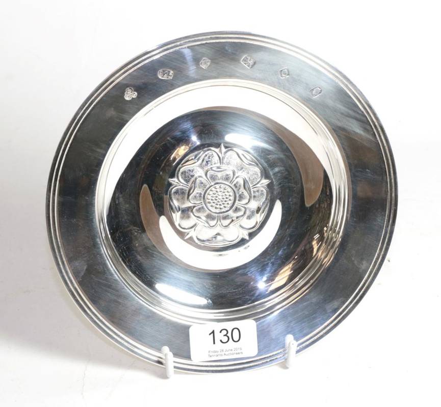 Lot 130 - A silver armada dish, C J Vander, Sheffield 2002, with central Tudor rose boss, 19.5cm...