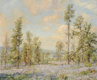 Lot 1014 - Herbert Royle (1870-1958) "Springtime - Nesfield Wood" Signed, inscribed verso in pencil, oil...