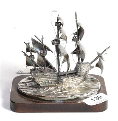 Lot 139 - A silver model of the Mary Rose