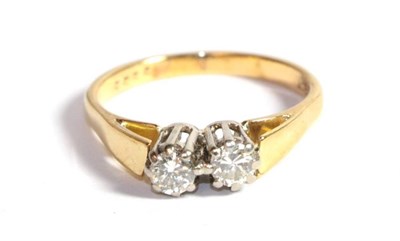 Lot 206 - A two stone diamond ring, stamped '18CT', finger size R1/2