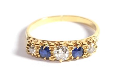 Lot 217 - A sapphire and diamond five stone ring, finger size N