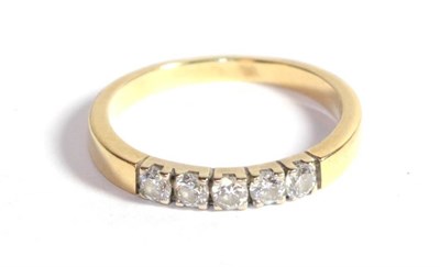 Lot 219 - A diamond five stone ring, stamped '750', total estimated diamond weight 0.50 carat...