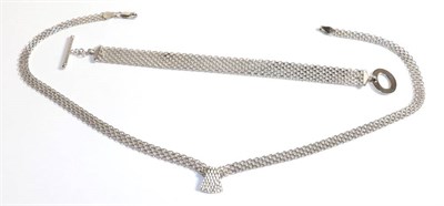 Lot 223 - A 9 carat gold fancy link necklace and matching bracelet, necklace length 45cm, bracelet length...