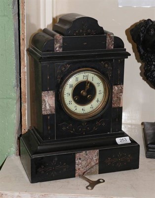 Lot 253 - A Victorian slate mantel clock